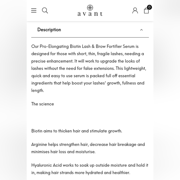 AVANT SKINCARE Pro-Elongating Biotin Lash & Brow Fortifier Serum - Picture 3 of 14